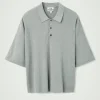 Sale COS OVERSIZE'OWY TOP POLO Z PRĄŻKOWANEJ DZIANINY Jasnoszary