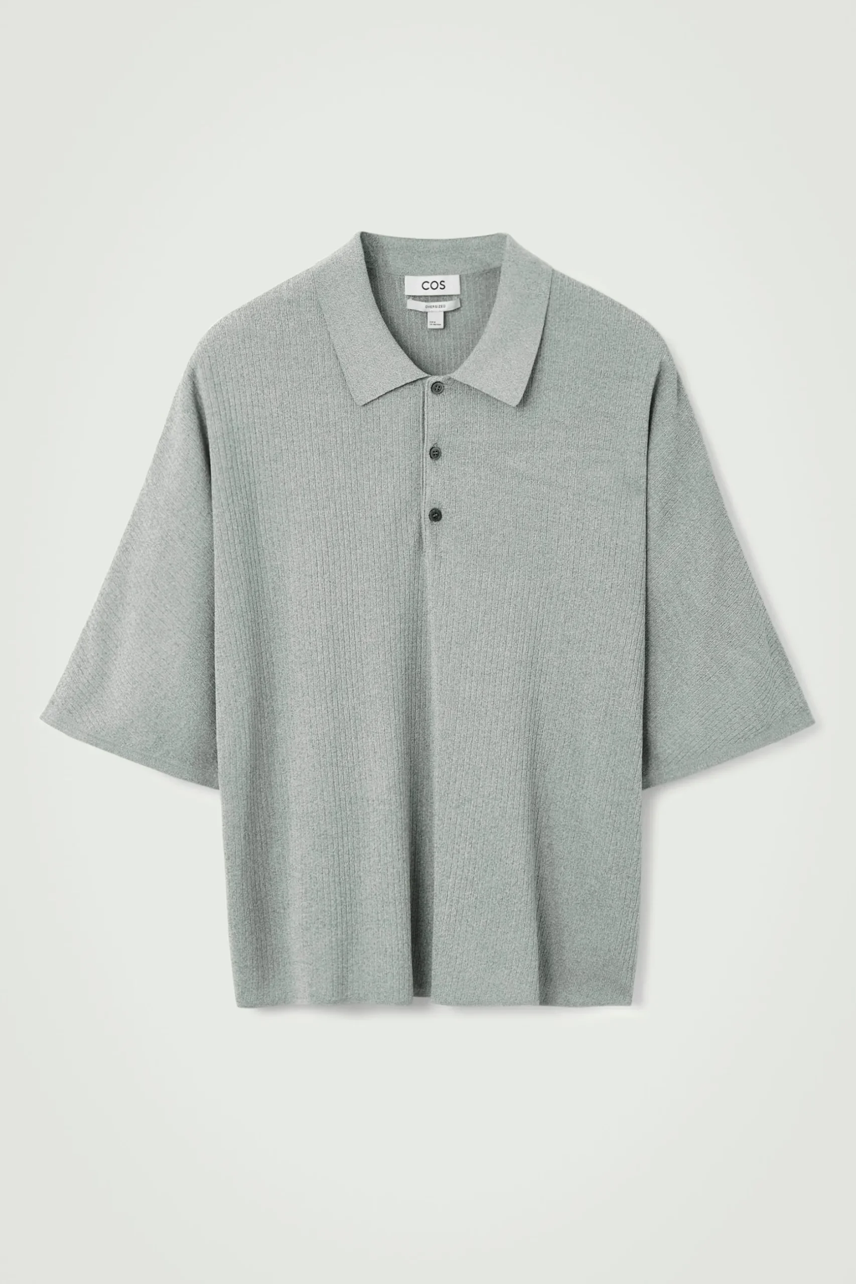 Sale COS OVERSIZE'OWY TOP POLO Z PRĄŻKOWANEJ DZIANINY Jasnoszary