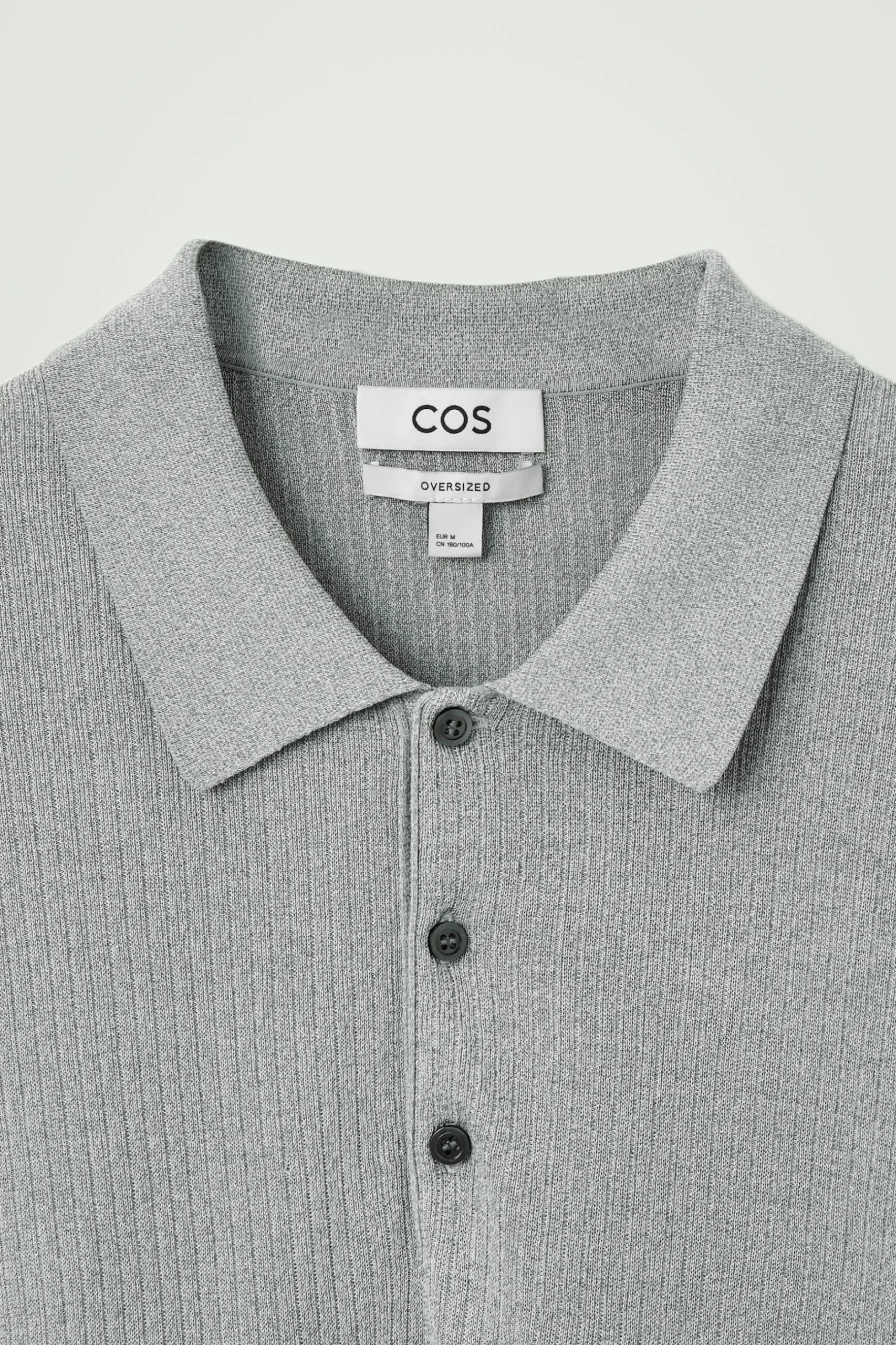 Sale COS OVERSIZE'OWY TOP POLO Z PRĄŻKOWANEJ DZIANINY Jasnoszary