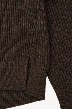 Fashion COS PANELOWY WEŁNIANY SWETER Ciemnobrązowymelanż