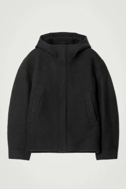 Sale COS PARKA Z GOTOWANEJ WEŁNY Z KAPTUREM Czarny