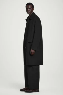 Fashion COS PŁASZCZ Z DWUSTRONNEJ MIESZANKI Z WEŁNĄ Czarny