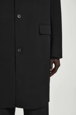 Fashion COS PŁASZCZ Z DWUSTRONNEJ MIESZANKI Z WEŁNĄ Czarny