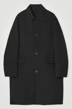 Fashion COS PŁASZCZ Z DWUSTRONNEJ MIESZANKI Z WEŁNĄ Czarny