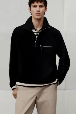 Outlet COS POLAROWY SWETER Z KRÓTKIM SUWAKIEM Czarny
