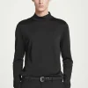 Hot COS POŁYSKUJĄCY TOP Z PÓŁGOLFEM – SLIM FIT Czarny