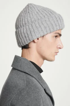 Best COS PRĄŻKOWANA CZAPKA Z WEŁNĄ Z ALPAKI Grey