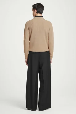 Online COS PRĄŻKOWANY SWETER Z BAWEŁNY – REGULAR FIT Beżowy
