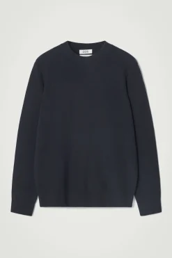 Clearance COS PRĄŻKOWANY SWETER Z BAWEŁNY – REGULAR FIT Granatowy