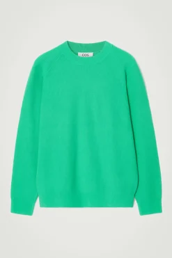 Clearance COS PRĄŻKOWANY SWETER Z BAWEŁNY – REGULAR FIT Jaskrawozielony