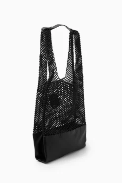 Outlet COS RĘCZNIE PLECIONA TORBA TYPU TOTE ZE SKÓRY Czarny