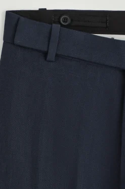New COS RELAXED LINEN STRAIGHTLEG TROUSERS Granatowy