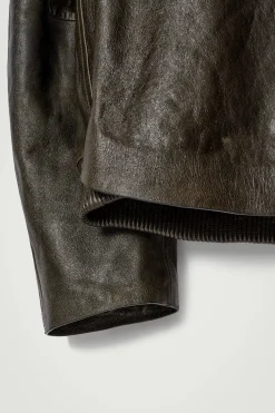 Sale COS SKÓRZANA KURTKA PILOTKA Ciemnykhaki