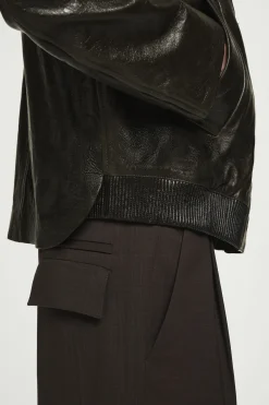 Sale COS SKÓRZANA KURTKA PILOTKA Ciemnykhaki