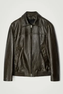 Sale COS SKÓRZANA KURTKA PILOTKA Ciemnykhaki