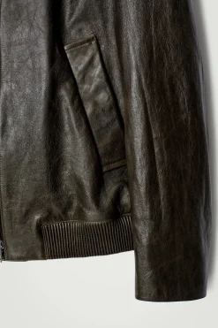 Sale COS SKÓRZANA KURTKA PILOTKA Ciemnykhaki