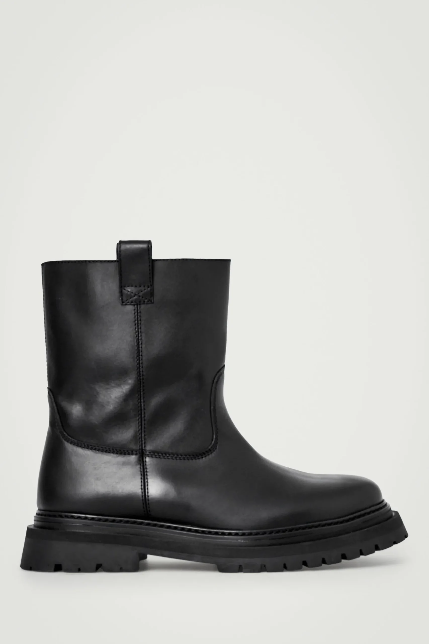 Best COS SKÓRZANE BUTY MOTOCYKLOWE Czarny