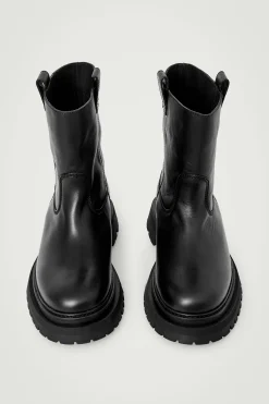 Best COS SKÓRZANE BUTY MOTOCYKLOWE Czarny