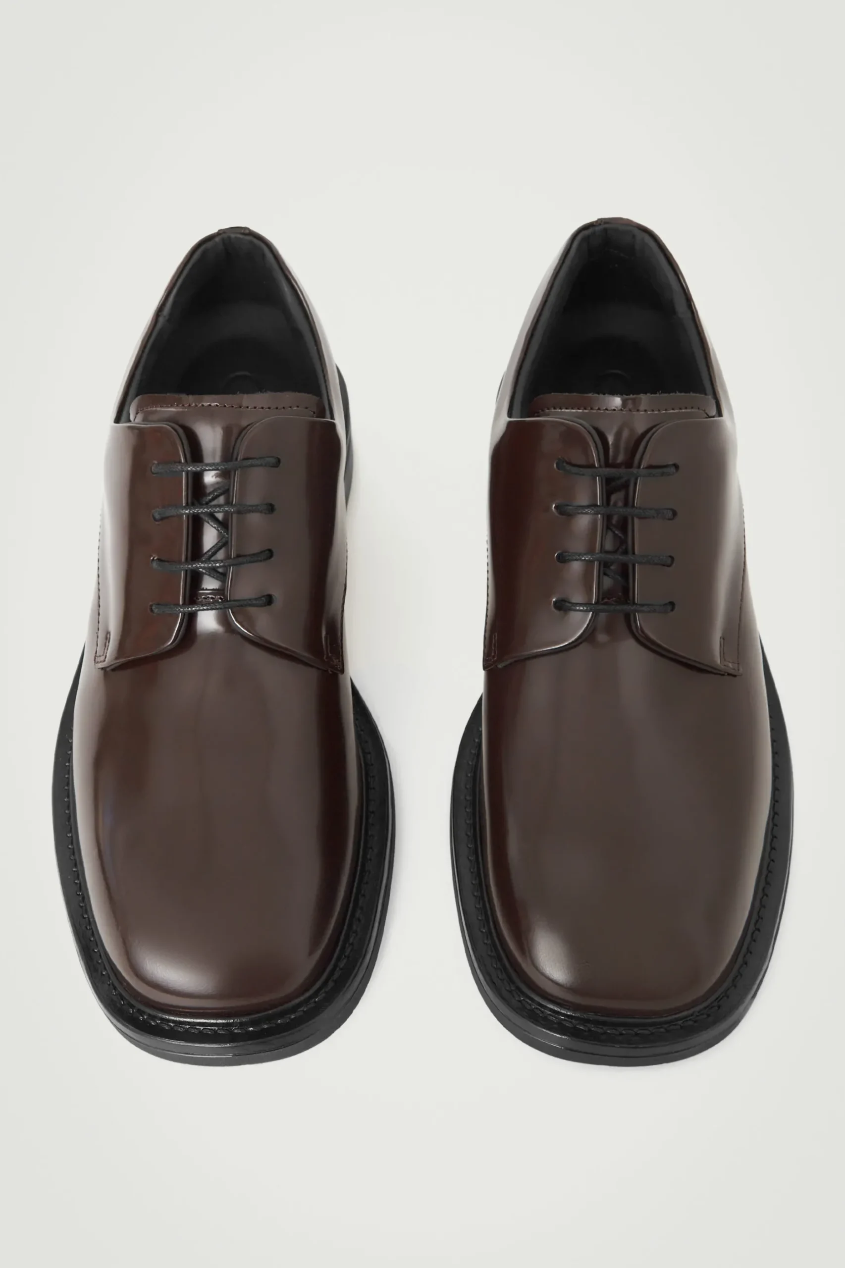 Clearance COS SKÓRZANE BUTY TYPU DERBY Z KWADRATOWYM PRZODEM Brązowy