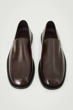 Hot COS SKÓRZANE LOAFERSY Kasztanowy