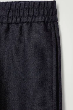 Outlet COS SPODNIE DRESOWE Z FLANELI WEŁNIANEJ Granatowy