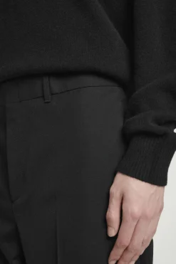 Fashion COS SPODNIE Z PROSTYMI NOGAWKAMI Z WEŁNY HOPSACK Czarny