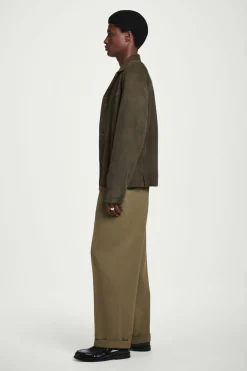 Fashion COS SPODNIE Z WEŁNĄ O SPLOCIE SKOŚNYM Ciemnobeżowy