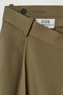 Fashion COS SPODNIE Z WEŁNĄ O SPLOCIE SKOŚNYM Ciemnobeżowy