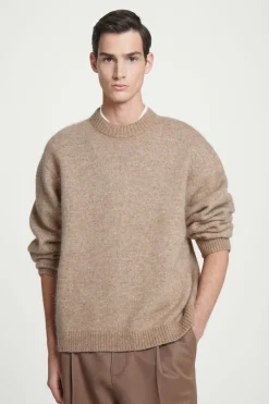 Hot COS SWETER OVERSIZE Z WEŁNĄ Z ALPAKI Beżowymelanż