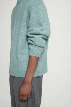 Best COS SWETER OVERSIZE Z WEŁNĄ Z ALPAKI Niebieskimelanż