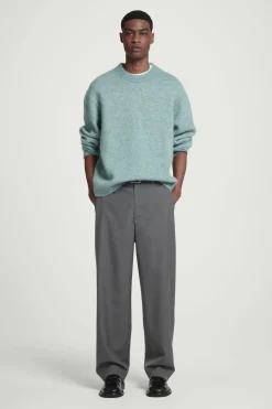 Best COS SWETER OVERSIZE Z WEŁNĄ Z ALPAKI Niebieskimelanż