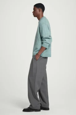 Best COS SWETER OVERSIZE Z WEŁNĄ Z ALPAKI Niebieskimelanż
