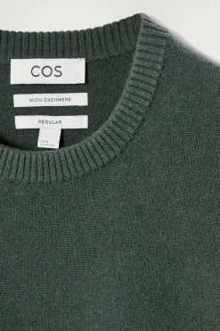 Hot COS SWETER Z CZYSTEGO KASZMIRU Ciemnozielony