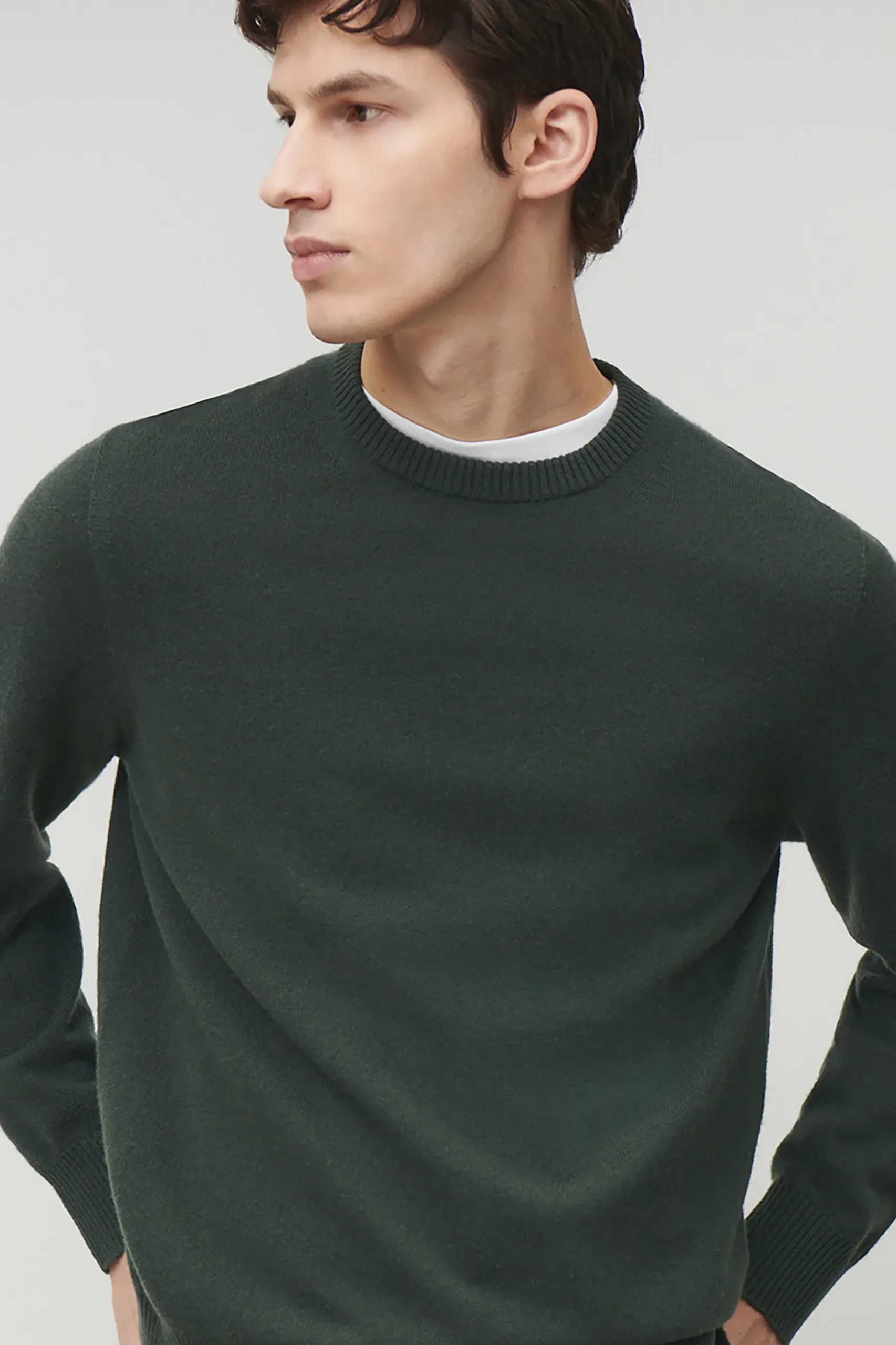 Hot COS SWETER Z CZYSTEGO KASZMIRU Ciemnozielony