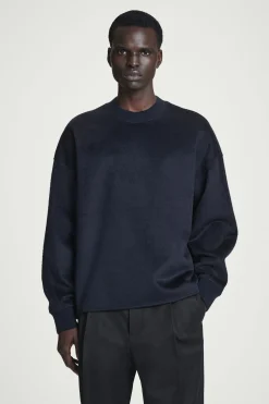 Clearance COS SWETER Z DŻERSEJU Z WEŁNĄ – OVERSIZED FIT Granatowy