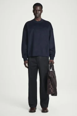 Clearance COS SWETER Z DŻERSEJU Z WEŁNĄ – OVERSIZED FIT Granatowy