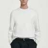 New COS SWETER Z DWUSTRONNEJ DZIANINY Złamanybiały