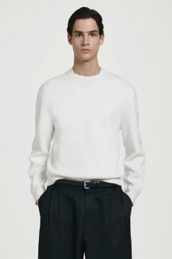 New COS SWETER Z DWUSTRONNEJ DZIANINY Złamanybiały
