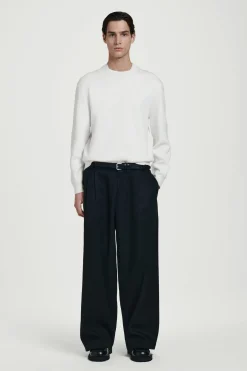 New COS SWETER Z DWUSTRONNEJ DZIANINY Złamanybiały