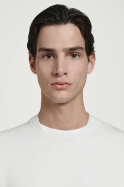 New COS SWETER Z DWUSTRONNEJ DZIANINY Złamanybiały