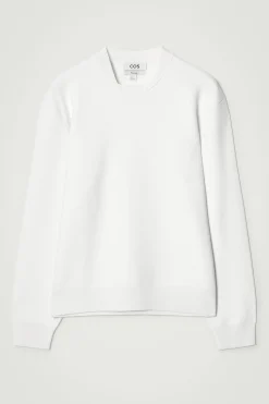 New COS SWETER Z DWUSTRONNEJ DZIANINY Złamanybiały