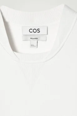 New COS SWETER Z DWUSTRONNEJ DZIANINY Złamanybiały