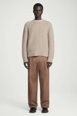 Fashion COS SWETER Z DZIANINY Z KASZMIRU – RELAXED FIT Brązowoszary