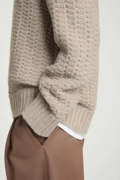 Fashion COS SWETER Z DZIANINY Z KASZMIRU – RELAXED FIT Brązowoszary