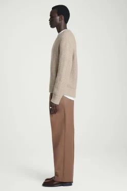 Fashion COS SWETER Z DZIANINY Z KASZMIRU – RELAXED FIT Brązowoszary