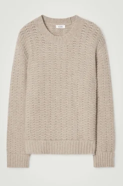 Fashion COS SWETER Z DZIANINY Z KASZMIRU – RELAXED FIT Brązowoszary