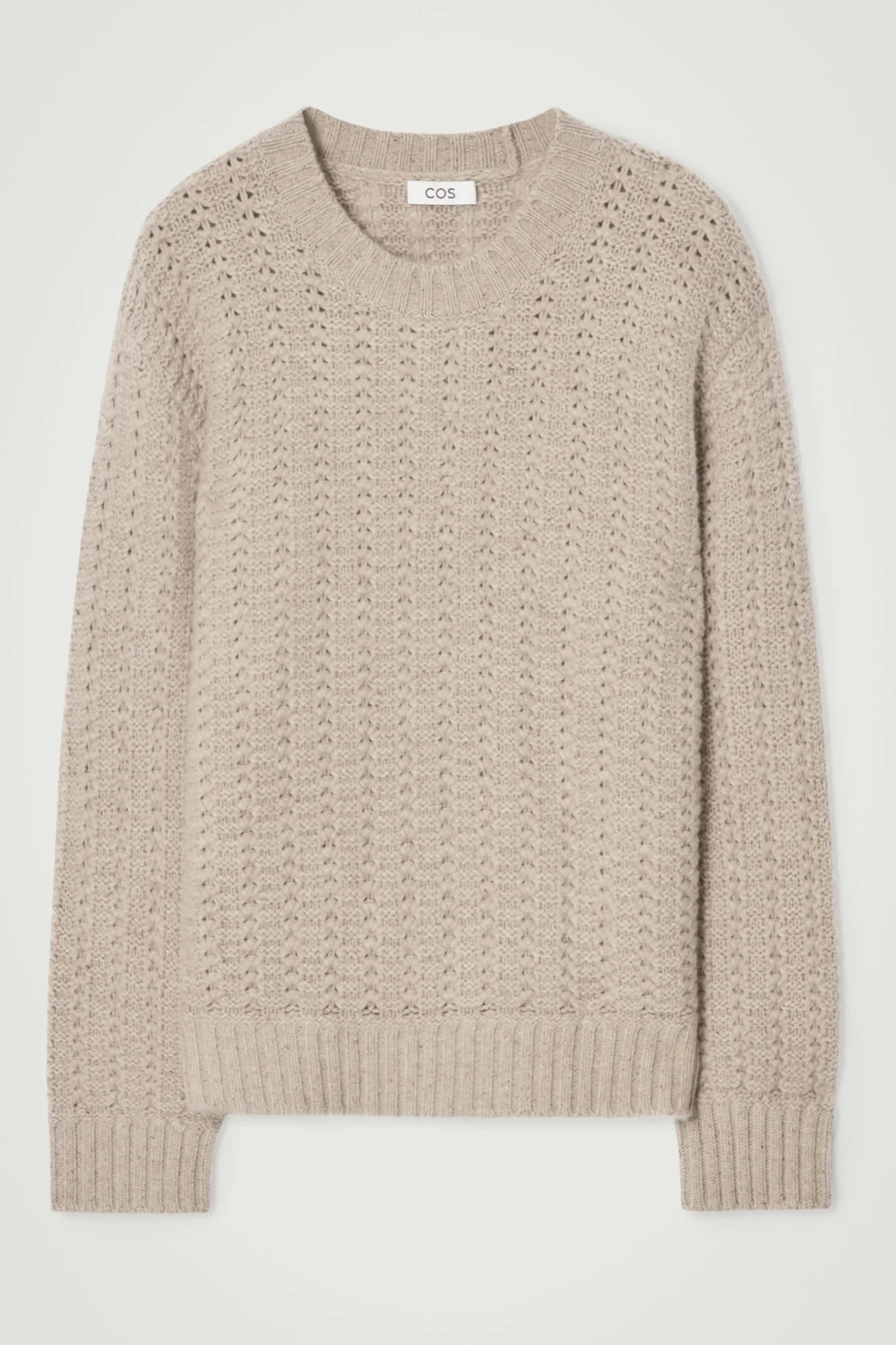 Fashion COS SWETER Z DZIANINY Z KASZMIRU – RELAXED FIT Brązowoszary