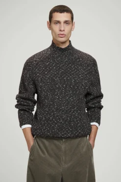 Clearance COS SWETER Z DZIANINY Z WEŁNĄ ZE SKRĘCANYMI WŁÓKNAMI Ciemnozielony