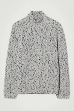 Online COS SWETER Z DZIANINY Z WEŁNĄ ZE SKRĘCANYMI WŁÓKNAMI Jasnoszary