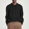 Fashion COS SWETER Z GOTOWANEJ WEŁNY Z WYCIĘCIEM POD SZYJĄ Czarny
